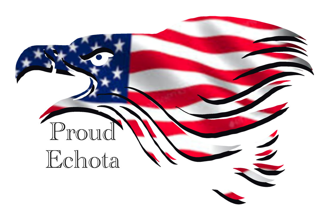 Proud Echota with eagle made from U.S. flag